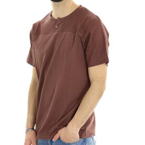 T-SHIRT BOTTONE SSEINSE MARRONE